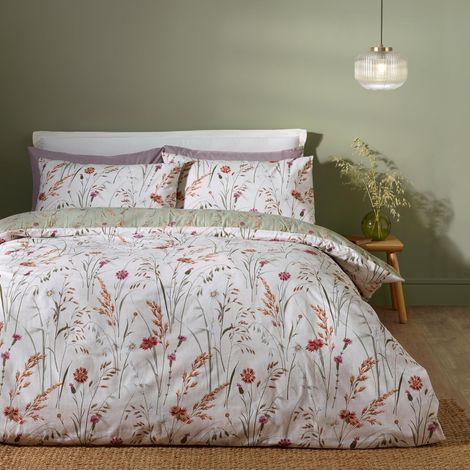 Parure de lit réversible en Coton brossé avec Housse de Couette et taies d'oreiller Vert (1/5)