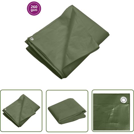 The Living Store Bâche 260 g/m² 3x4 m Vert PEHD - Bâche Verte - Bâche Imperméable - Bâche De Protection - Bâche Jardin - Bâche Multifonction (1/5)