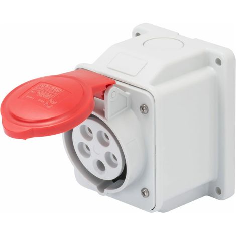 Gewiss AUFBAUSTECKDOSEN 10° - IP44 - 3P+N+E 16A 380-415V 50/60HZ - ROT - 6H - SCHRAUBKONTAKTEN, GW62409