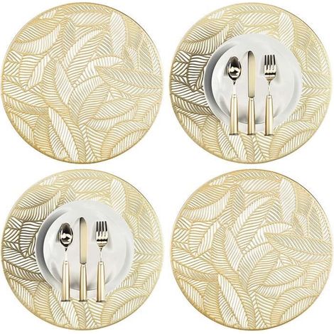 Tischset - Ausgeschnitten - Gold - 38 cm - Rutschfest - Wärmeisolierend - 4-teilig