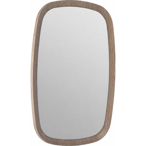 Miroir mural bois clair aux angles arrondis - brun (1/4)