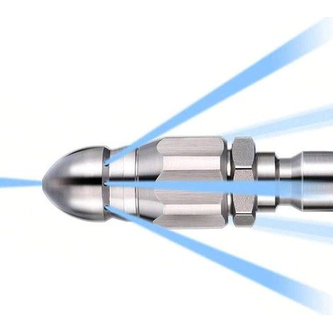 Puissante buse de nettoyage et de débouchage de tuyau,buse de jet d'égout, outil de nettoyage d'égout en acier inoxydable, buse haute pression 6,35 mm (1/5)