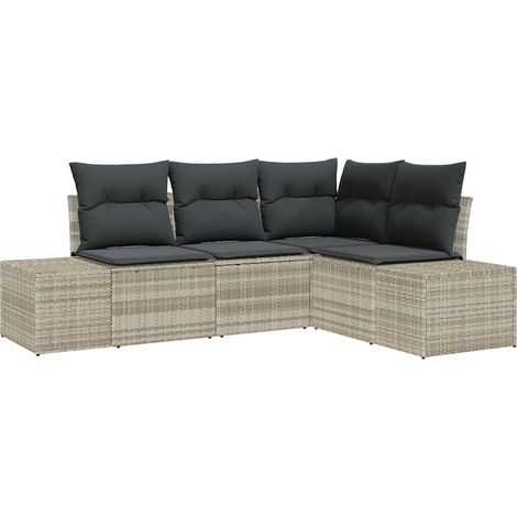 Maison Exclusive - Set Divano da Giardino 4 pcs Grigio chiaro polyrattan