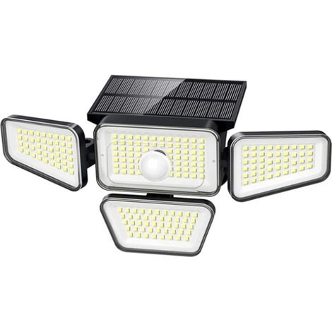 Aplique solar de pared con 270 LED, sensor PIR y 3 modos (para jardín, patio y terraza).