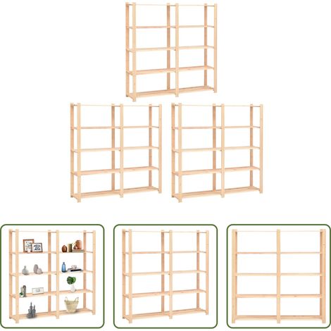 Lagerregal -  Lagerregale 5 Böden 3 Stk. 170x38x170cm Massivholz Kiefer 500kg (1/5)