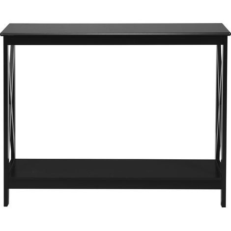 Consola multifuncional 100 x 30 x 80 cm con estante abierto estilo industrial MDF negro 200013843