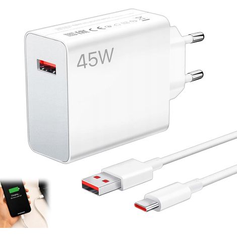 45-W-Ladegerät für Xiaomi, Schnellladegerät für Redmi Note 14, 13 und 12, mit 6-A-USB-C-Kabel (2 m), 45-W-Netzteil für Xiaomi 14, 13, 12, 11, 10, POCO F7 Ultra und Redmi Turbo 4 Pro