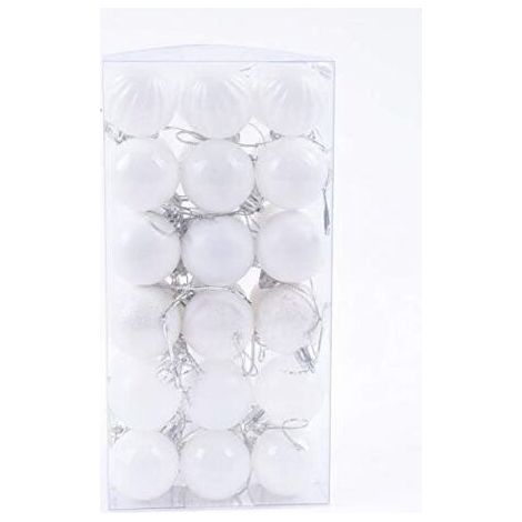 Sollbry Boules de décoration de Noël blanches, 36 mini décorations d'arbre de Noël de 4 cm pour le jour de Noël, les vacances, les fêtes (4 cm, blanc)