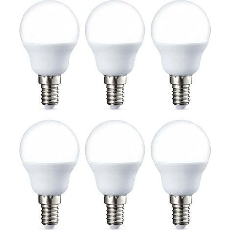 Lot de 6 petites ampoules LED rondes G45 Culot Edison à vis E14 5 W (équivalent 40 W) Blanc chaud Intensité non variable [Classe énergétique F]