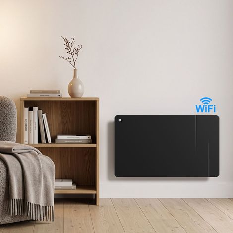CIARRA Radiateur électrique mural 1500W à inertie sèche céramique, WiFi, IP24, fil pilote 6 ordres, programmable, noir CBHTD15A-B (1/5)