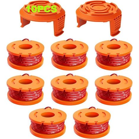 10 Stück Trimmerfaden, kompatibel mit dem Trimmer, Ø 1,65 mm & 3 m Spule Trimmerfaden, Ersatzspule Trimmerfaden und Schutzkappe (8 Trimmerfäden, 2 Kappen) (1/5)