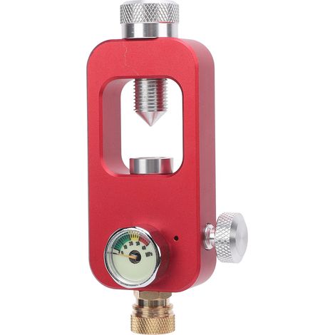Adaptateur de remplissage pour bouteille de plongée 40 MPa, 8 mm, en aluminium, avec manomètre intégré pour bouteilles de 0,5 L et 1 L (rouge). (1/5)