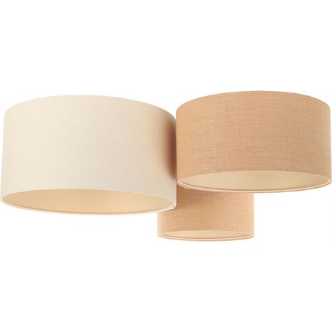 Plafonnier Boho 080-041 - Extérieur en mélange de jute et lin a dominante beige foncé et clair, intérieur beige crème (1/5)