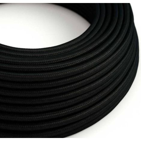 Creative-cables italia cavo elettrico rotondo rivestito in tessuto effetto seta 3x0,75 nero xz3rm04