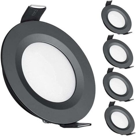 Pair x 12V LED-Einbaustrahler, 58-65mm Loch, 3W, 3200K, Einbaudeckenleuchten für Wohnmobil, Boot, Wohnwagen, Transporter, Yacht, Warmweiß (Schwarz)