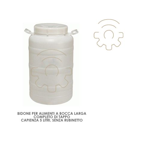 Poubelle A  large ouverture de 5 litres avec bouchon BL5 sans robinet
