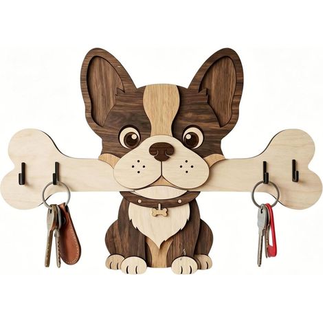 Porte-clés mural pour chien – Crochet créatif en fer pour clés/laisse/sac de chien, support de rangement de vêtements, crochets muraux en métal (C) (1/5)