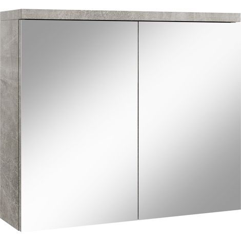 Badezimmer Spiegelschrank Toledo 80cm Beton grau – Stauraum Unte