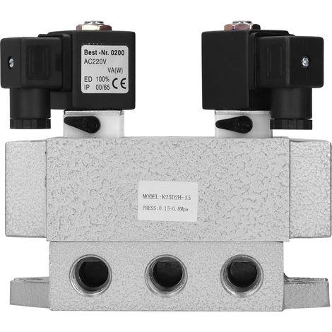 Électrovanne pneumatique 2 positions 5 voies, contrôleur électrique G1/2, K25D2H-15, 6Hz AC220V (1/5)