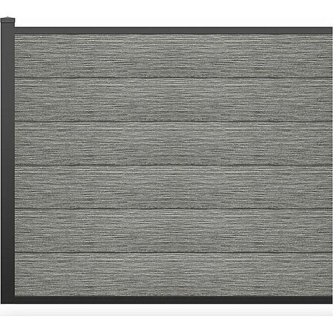 Clôture à enterrer H 156 cm - Kit de 6 lames en composite + 1 poteau gris clair - ENOLA (1/3)