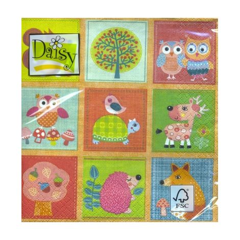 Tovaglioli con motivi di animali, 33x33 cm, 20 pezzi, 1 confezione.