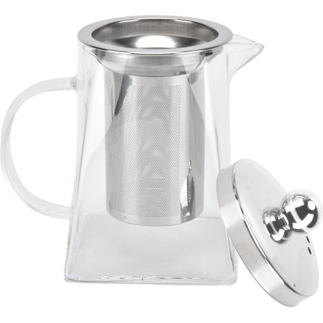 Transparente Glas-Teekanne mit herausnehmbarem Edelstahlfilter (304), 750 ml, für Zuhause und Büro (1/5)