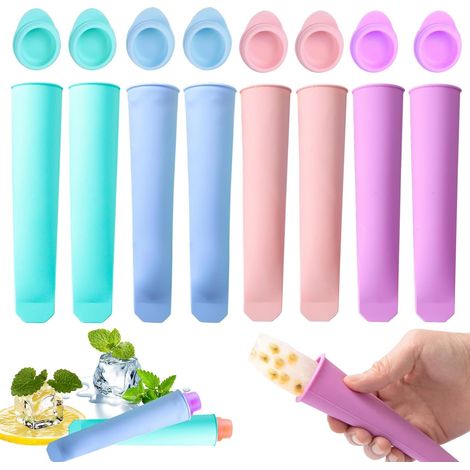Lot de 8 Moules à Glace en Silicone Multicolores Réutilisables, Popsicle Maker avec Couvrecles, Moules à Glace à l'Eau, Sans BPA (1/5)