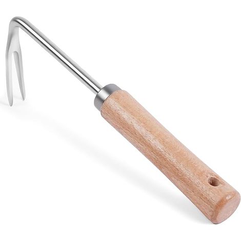 Désherbeur Manuel, 25cm Outil de Désherbage en Acier Inoxydable Arrache Racine Manuel avec Ergonomique Manche en Bois, Outils de Jardin pour Creuser, Repiquer, Désherber (1/5)