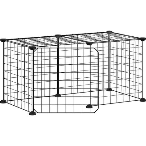 Gabbia per animali con 8 pannelli e porta 35 x 35 cm nera 020041606