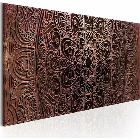 Tableau mandala ambre silence - 135 x 45 cm