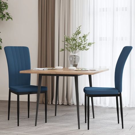 vidaXL Sedie da Pranzo 2 pz Blu in Velluto (1/5)