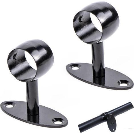 Support de Main Courante, Support de Rampe Escalier Mural en Acier Inoxydable pour les Cages D'escalier, Couloirs, Salles de Bain, Intérieure et Extérieure Ø 33 mm, 2 Pièces, Noir (1/5)