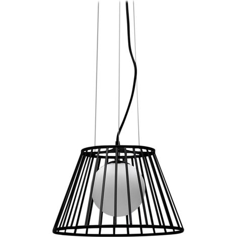 Lámpara colgante de metal con pantalla negra 25/35x20/35x120h cm (1/5)