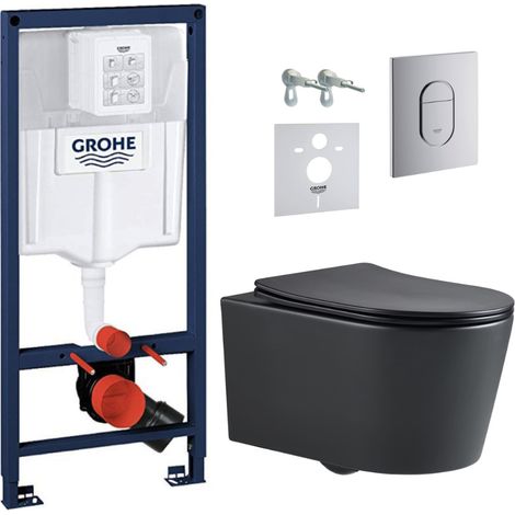 Grohe Pack WC Bâti-support Rapid SL + WC sans bride SAT, fixations invisibles + Plaque chrome (ARENABLSAT) (1/5)