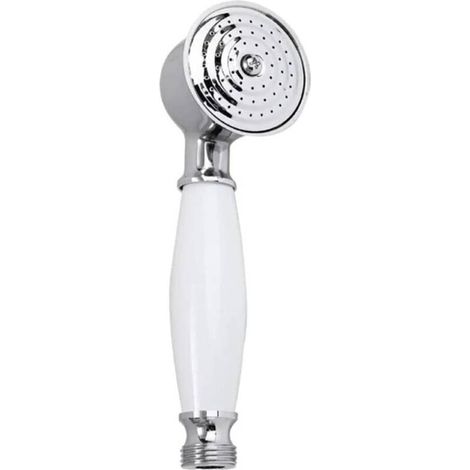 Rociador de ducha antical plateado con mango de cerámica blanca - Conjunto de baño completo - (1/4)