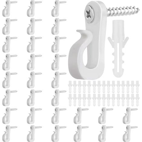 30 Pièces Crochets à Visser, Q-Hanger Crochet à Vis, Crochet Guirlande Lumineuse Polyvalent, pour Lumières décorations de Noël, Guirlandes Lumineuses LED (Blanc) (1/5)