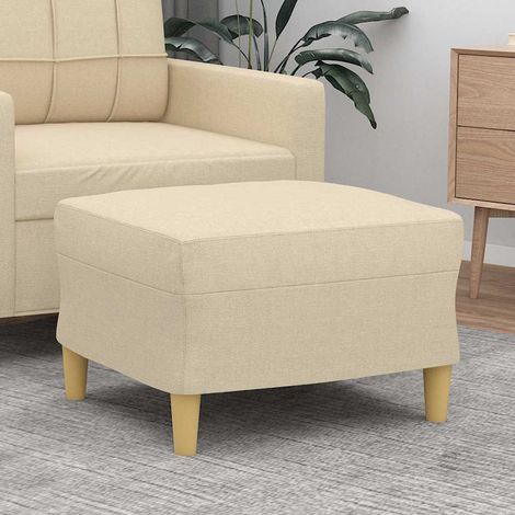 Repose-Pieds pour Salon ou Chambre - Tabouret Pouf Crème 60x50x41 cm Tissu BV253032 - BonneVie (1/5)