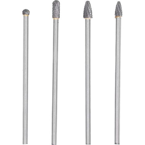 Satz mit 4 HRC70 Hartmetall-Rotationsfräsern zum Schneiden und Schnitzen, 1/4 Zoll Schaft.