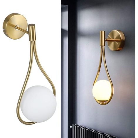 Applique murale LED goutte d'eau dorée - Luminaire déco intérieur chambre, salon, couloir, escalier (1/5)