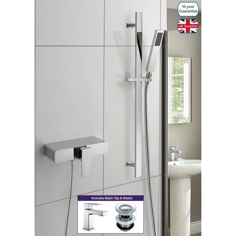 Bathroom Slider Rail Kit & Concealed Thermostatic Shower Valve Mixer (1/5)