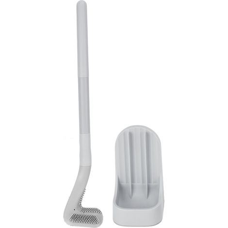 Brosse de Toilette Détachable avec Long Manche - Nettoyage sans Angles Morts pour Salle de Bain et Hôtel - Gris (1/5)