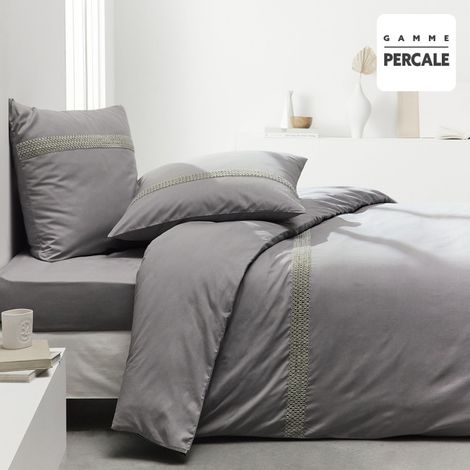 Parure de lit double "Prestige" - Gris Acier - 240 x 260 cm - Livraison gratuite