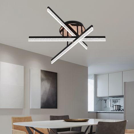 Lustre LED avec Telecommande 41W 3 Elements Lumiere Gradable Noir (1/5)