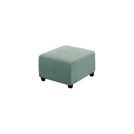 Housse extensible en tissu élasthanne pour pouf carré – Protection contre taches et déchirures – Installation facile avec élastique – Gris vert (1/5)