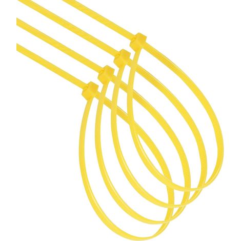 Lot de 30 serre-câbles jaunes en nylon 4,8 x 350 mm, parfaits pour l'organisation et la fixation de câbles et objets.