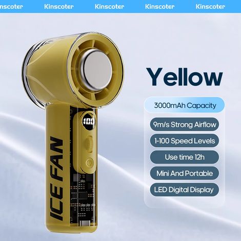 (Jaune) Mini climatiseur portable, mini ventilateur portatif haute vitesse, capacité de 3000 mAh. (1/5)