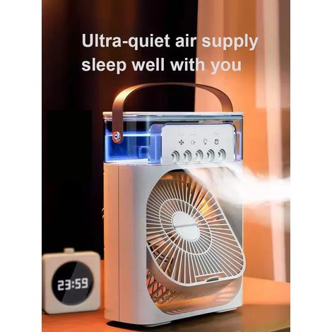 Nouveau ventilateur portable 2024 avec climatiseur, ventilateur électrique USB, veilleuse LED, brumisateur d'eau et humidificateur d'air 3 en 1 pour la maison