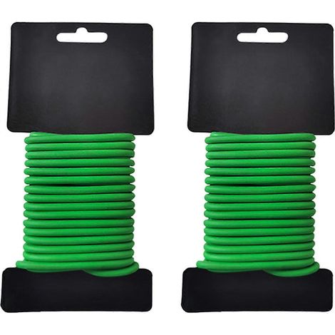 Attaches pour plantes Tenn Well Green, 32 pieds, 5 mm, en fil de fer souple pour le jardin, pour les plants de tomates, les rosiers grimpants et les concombres (2 pièces x 16 pieds) (1/5)
