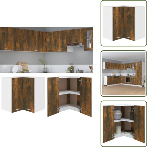Eck-Hängeschrank Räuchereiche 57x57x60 cm Holzwerkstoff - Küchenregal - Eckschrank - Aufbewahrungsschrank - Holzschrank - Küche Organisation (1/5)