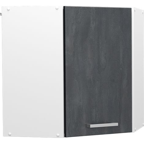 Eckhängeschrank R-Line, Schwarz Beton, 57 cm, Vicco